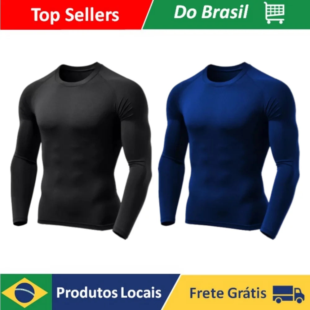 Pack de 2 Camisetas Térmicas de Proteção Solar - Ciclismo, Compressão, Segunda Pele UV, Tecido Gelado, Fator 50+ - Diversas Cores (Atacado)