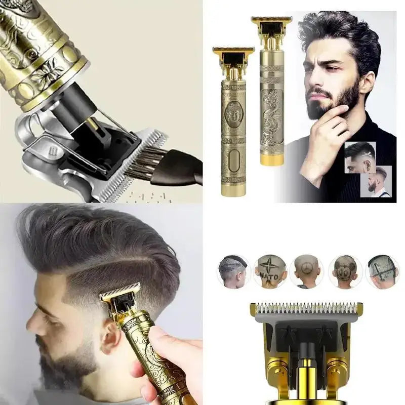 Máquina de Cortar Cabelo e Barba Profissional - Designer Elétrico Aleatório Masculino