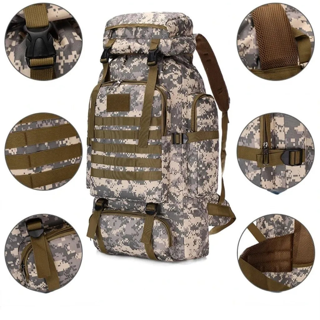 Mochila Tática de 80 Litros para Camping