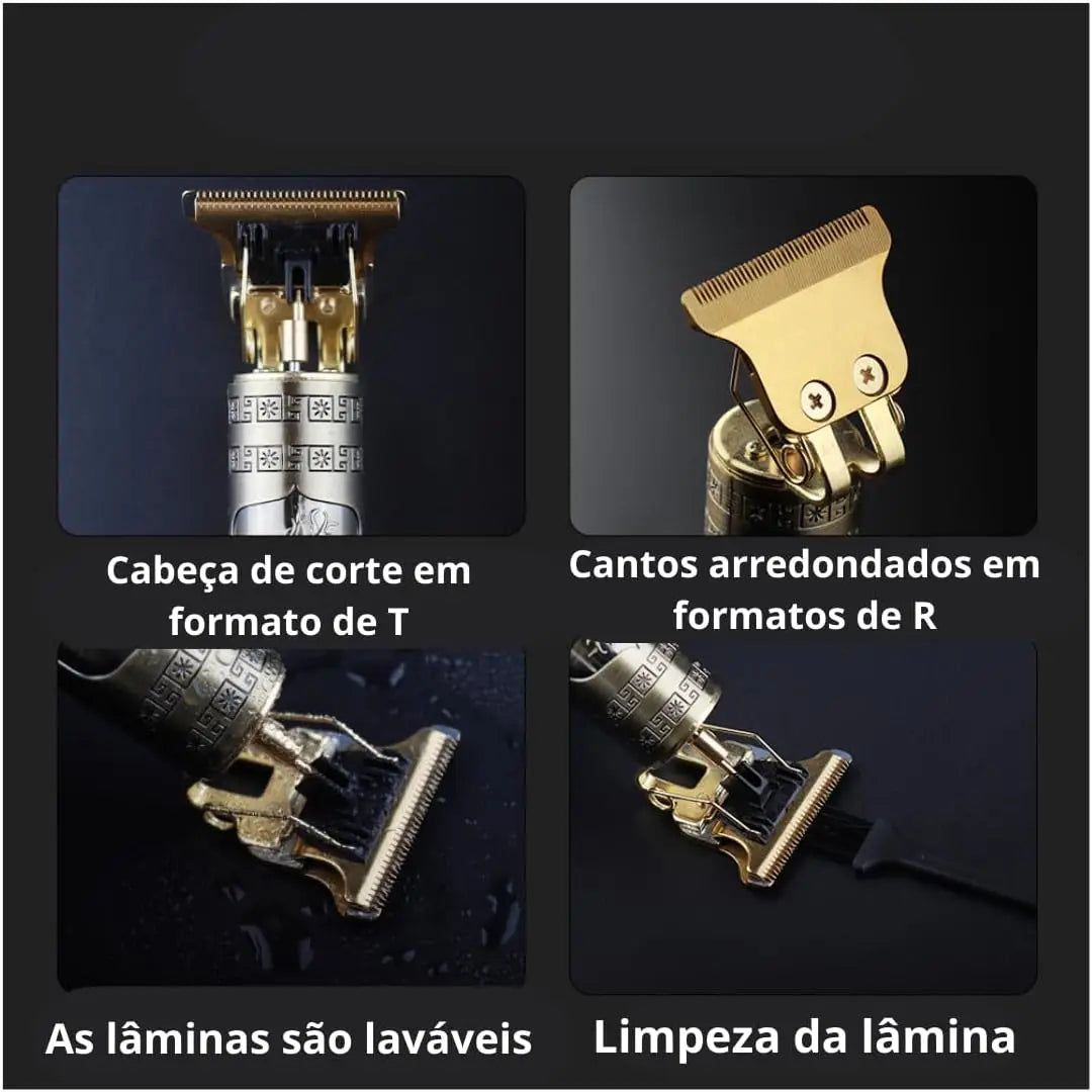 Máquina de Cortar Cabelo e Barba Profissional - Designer Elétrico Aleatório Masculino