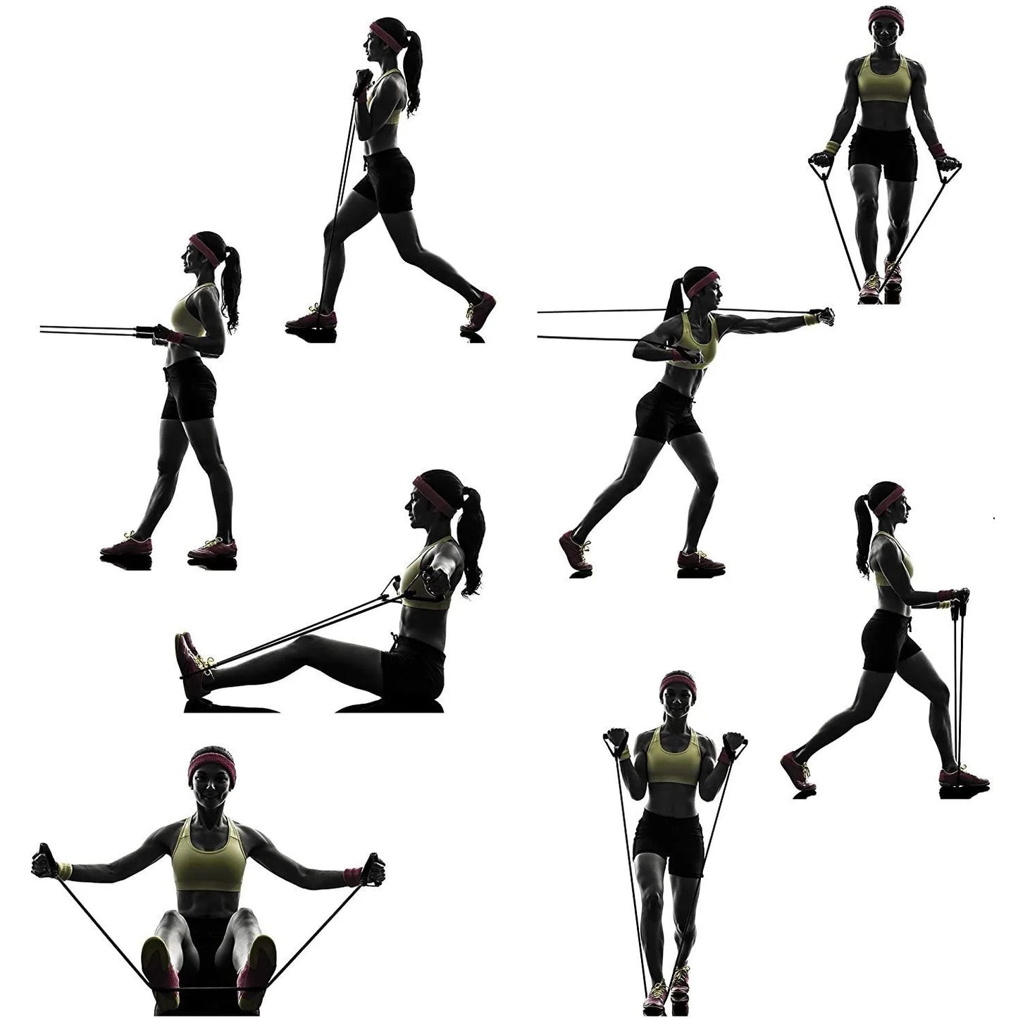 Kit 11 Elásticos Extensores Funcionais para Treinamento - Exercícios de Fitness e Desenvolvimento Muscular