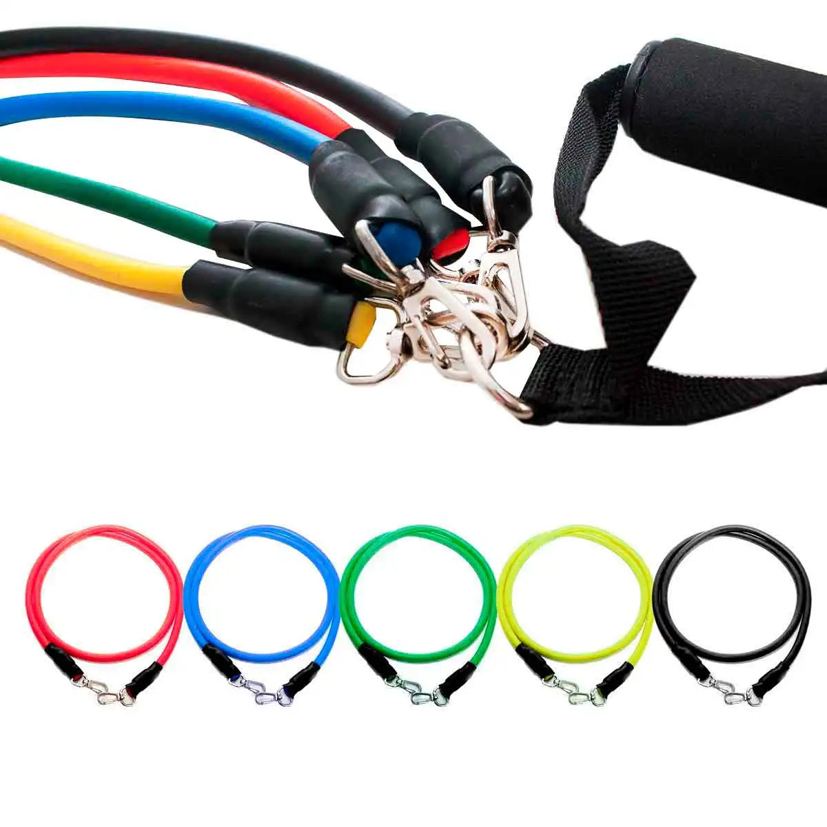 Kit 11 Elásticos Extensores Funcionais para Treinamento - Exercícios de Fitness e Desenvolvimento Muscular