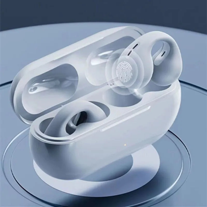 Fone de Ouvido Wireless Clip-On-Ear Bluetooth com Cancelamento de Ruído e LED TWS Earphone Sports Earbuds