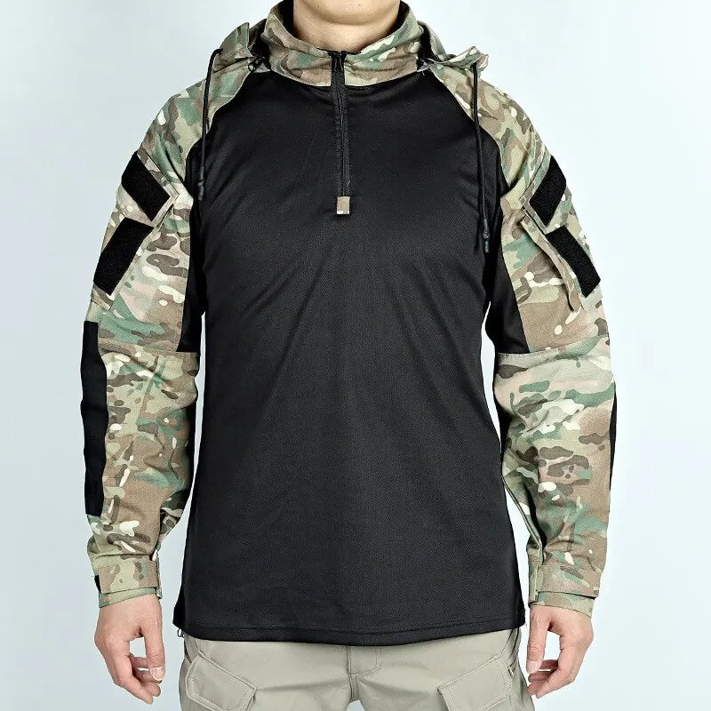 Camiseta Tática Multicolorida US CP Camouflage Masculina - Ideal para Airsoft, Paintball, Camping e Caça