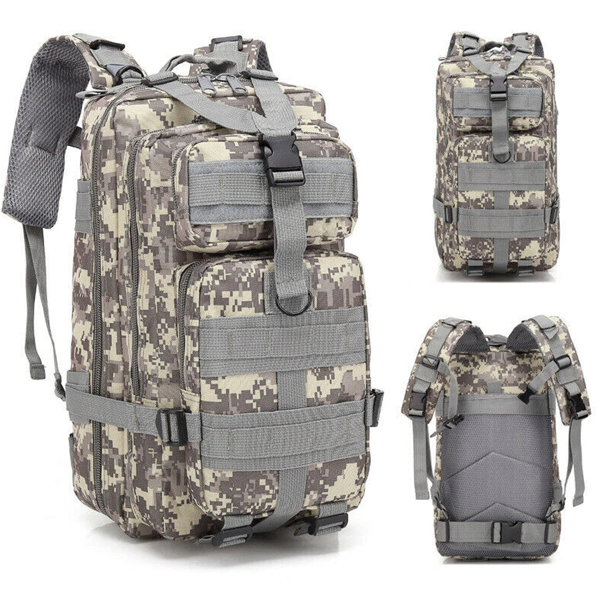Mochila Tática Multiuso Cargueira de 30 Litros - Camping, Pesca, Escolar - Cinza Lorben