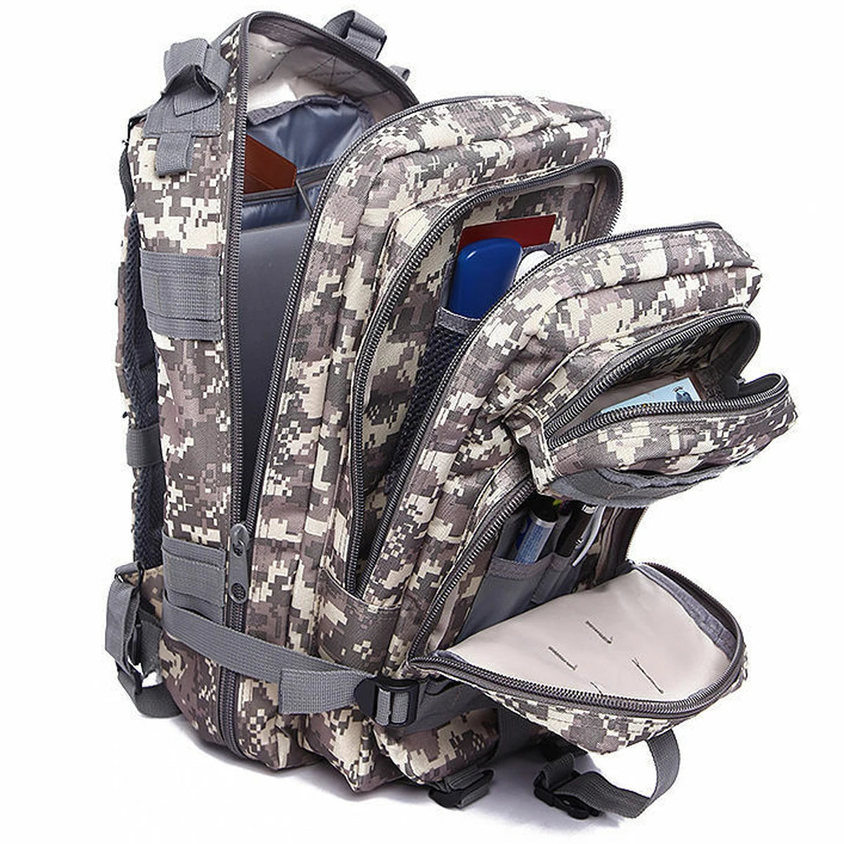 Mochila Tática Multiuso Cargueira de 30 Litros - Camping, Pesca, Escolar - Cinza Lorben