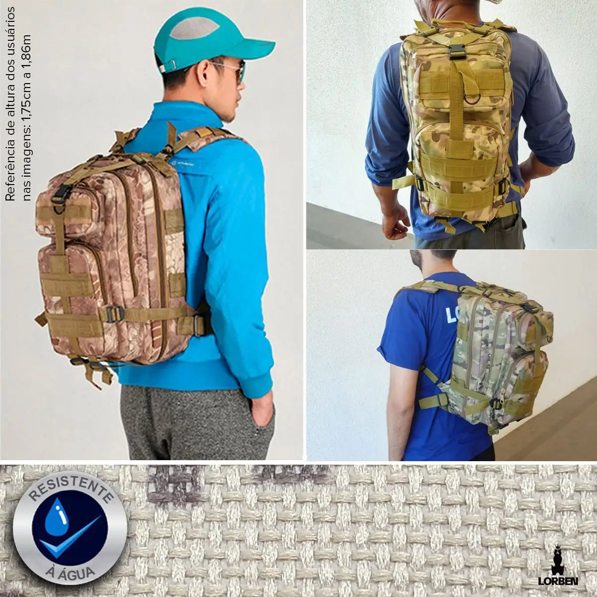 Mochila Tática Multiuso Cargueira de 30 Litros - Camping, Pesca, Escolar - Cinza Lorben