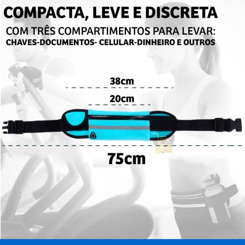 Pochete Esportiva Corrida Porta Celular Garrafa Documento Cinta Fitness Cores (Preto)