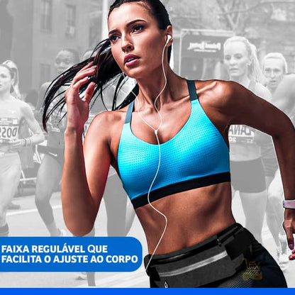 Pochete Esportiva Corrida Porta Celular Garrafa Documento Cinta Fitness Cores (Preto)