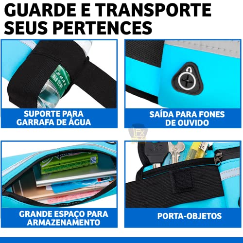 Pochete Esportiva Corrida Porta Celular Garrafa Documento Cinta Fitness Cores (Preto)