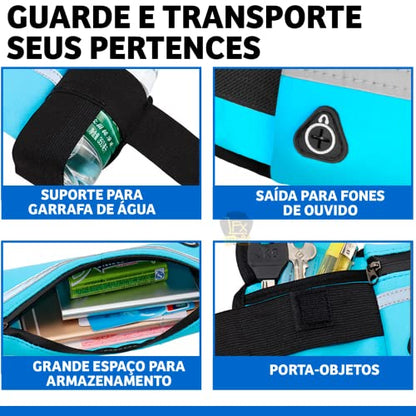 Pochete Esportiva Corrida Porta Celular Garrafa Documento Cinta Fitness Cores (Preto)