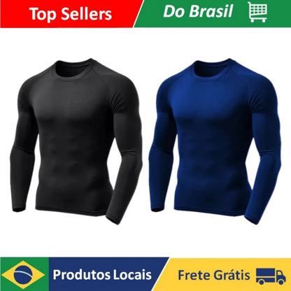 Pack de 2 Camisetas Térmicas de Proteção Solar - Ciclismo, Compressão, Segunda Pele UV, Tecido Gelado, Fator 50+ - Diversas Cores (Atacado)