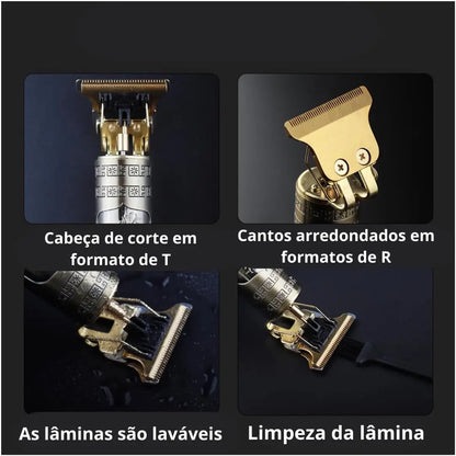Máquina de Cortar Cabelo e Barba Profissional - Designer Elétrico Aleatório Masculino