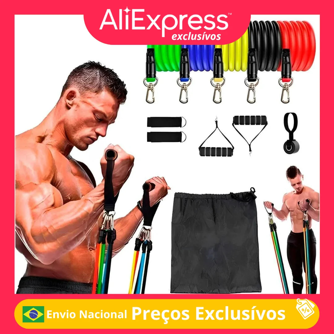 Kit Extensores Elásticos – Treino Funcional, Força e Condicionamento em Casa