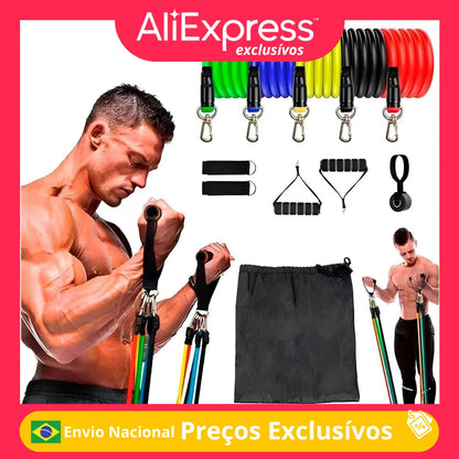 Kit Extensores Elásticos – Treino Funcional, Força e Condicionamento em Casa