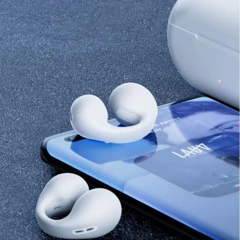 Fone de Ouvido Wireless Clip-On-Ear Bluetooth com Cancelamento de Ruído e LED TWS Earphone Sports Earbuds
