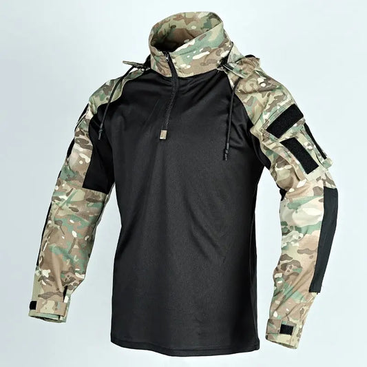 Camiseta Tática Multicolorida US CP Camouflage Masculina - Ideal para Airsoft, Paintball, Camping e Caça