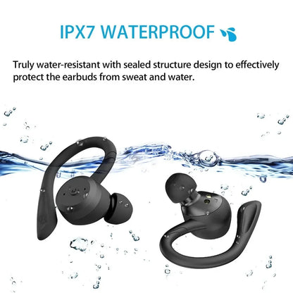 Fone de Ouvido Sem Fio Bluetooth IPX7 à Prova d'Água – Ideal para Esportes e Corrida