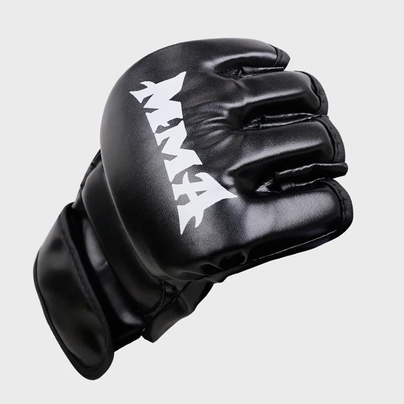 Luvas de Treino de Boxe Profissional – Couro, Meio Dedo, Amortecimento para Sanda, UFC e Treino com Saco de Pancadas