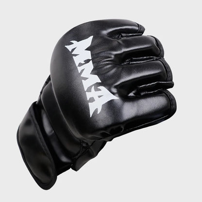 Luvas de Treino de Boxe Profissional – Couro, Meio Dedo, Amortecimento para Sanda, UFC e Treino com Saco de Pancadas