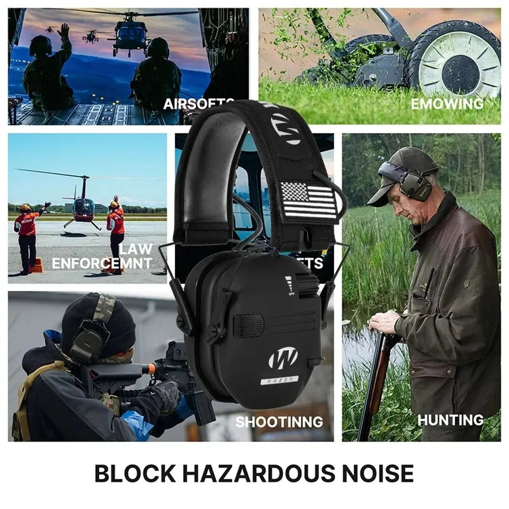 Protetor Auricular Tático Eletrônico Militar para Tiro e Caça
