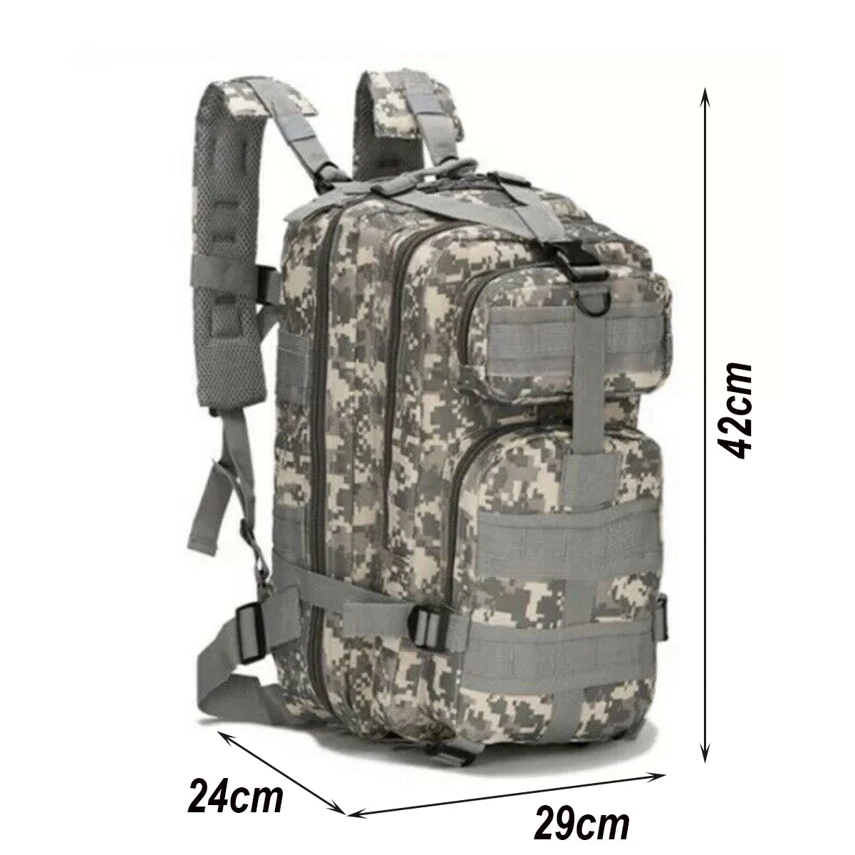 Mochila Tática Multiuso Cargueira de 30 Litros - Camping, Pesca, Escolar - Cinza Lorben